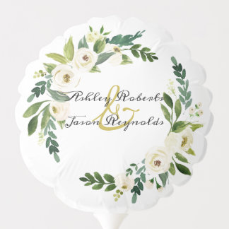 Watercolor White Flower Wedding Balloon