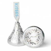 Watercolor White Flowers Golden Frame Silver Teal Hershey®'s Kisses®