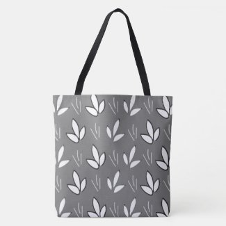 Watercolor White Flowers Grey Modern