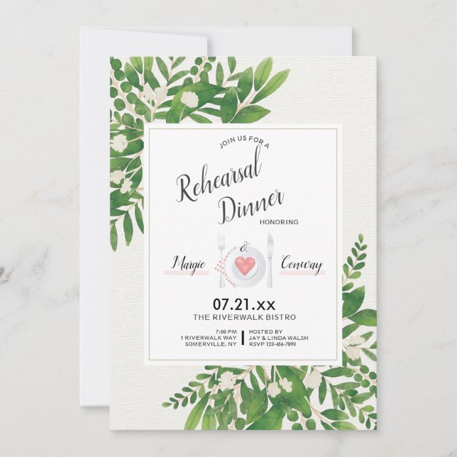 Watercolor White Flowers Invitation (Front)