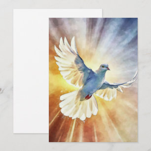 Watercolor White Flying Dove Invitation