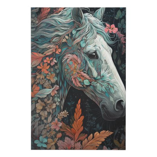 Watercolor White Horse Faux Canvas Print