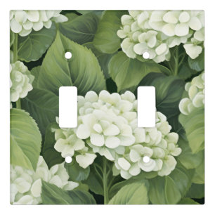 Watercolor White Hydrangea and Greenery Light Switch Cover