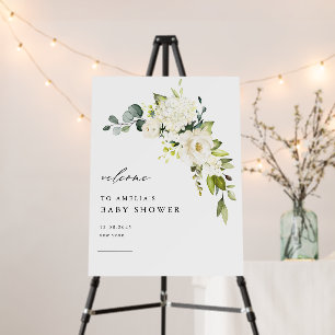 Watercolor White Hydrangea and Rose Baby Shower Foam Board