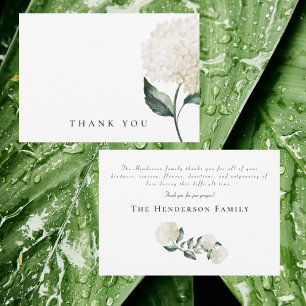 Watercolor White Hydrangea Funeral Thank You Card