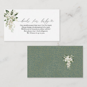 Watercolor White Lily and green background baby Enclosure Card