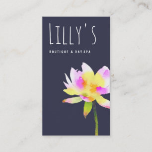Watercolor White Lotus Holistic Health Spa Business Card
