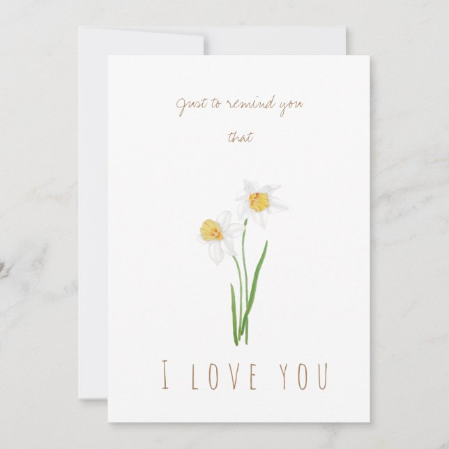 watercolor white narcissus flowers greeting card (Front)