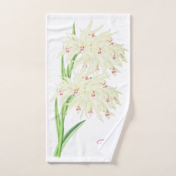 Watercolor White Orchid Flower Personalized  Hand Towel by Susang6 at Zazzle