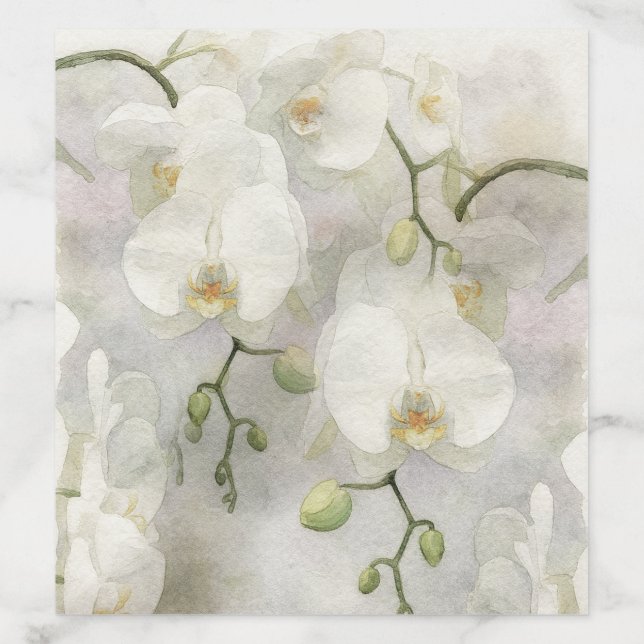 Watercolor White Orchid Flowers Envelope Liner (Design)