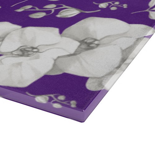 Watercolor White Orchid on Purple  Cutting Board