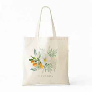 Watercolor White Orchids and Kumquats Bridesmaid Tote Bag