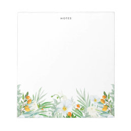Watercolor White Orchids and Kumquats Personalized Notepad