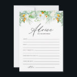 Watercolor White Orchids and Kumquats Wedding Advice Card<br><div class="desc">Ask guests to leave their advice and well wishes to the newlyweds with this floral wedding advice card. It features watercolor floral garland of white orchids, greenery and kumquats. This tropical floral advice for the newlyweds' card is perfect for summer weddings and bridal showers. Personalize by adding your own texts....</div>