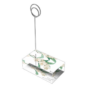 Watercolor White Orchids Floral Wedding Favor Place Card Holder