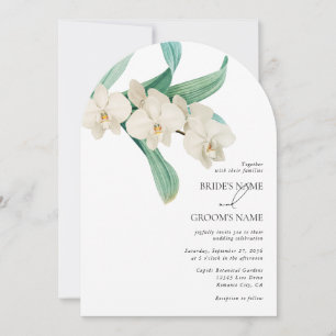 Watercolor White Orchids Floral Wedding Invitation