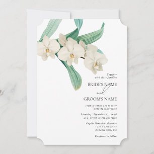 Watercolor White Orchids Floral Wedding Invitation