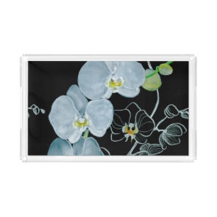Watercolor White Orchids Pattern Acrylic Tray