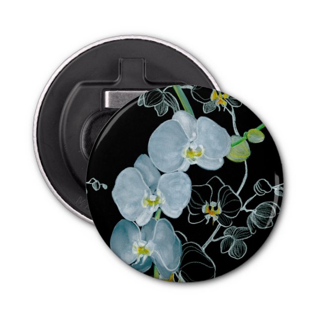 Watercolor White Orchids Pattern Bottle Opener (Front)