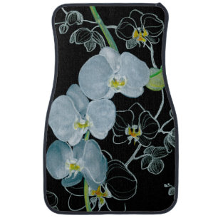 Watercolor White Orchids Pattern Car Mat