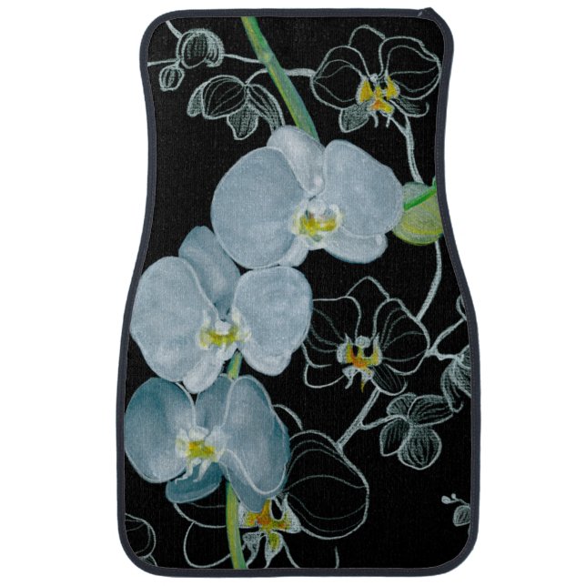 Watercolor White Orchids Pattern Car Mat (Front)