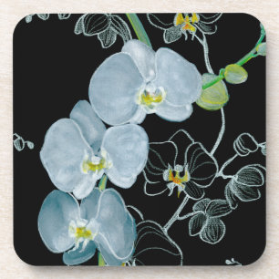 Watercolor White Orchids Pattern Coaster