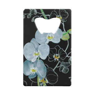 Watercolor White Orchids Pattern Credit Card Bottle Opener