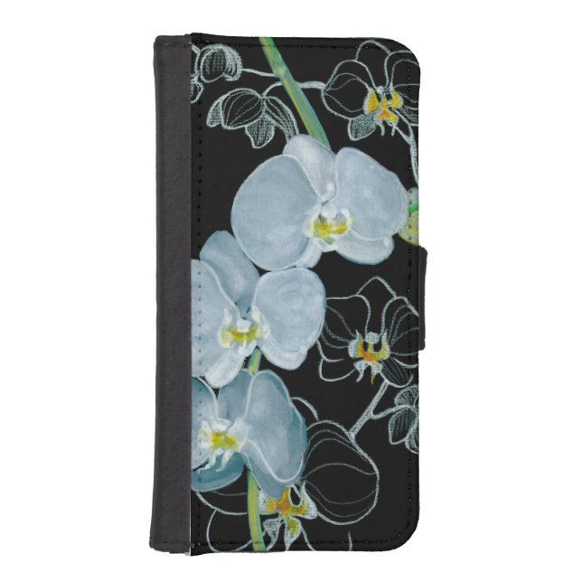 Watercolor White Orchids Pattern iPhone Wallet Case (Front)