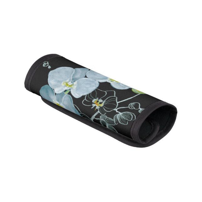 Watercolor White Orchids Pattern Luggage Handle Wrap (Angled)