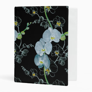 Watercolor White Orchids Pattern Mini Binder