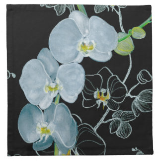 Watercolor White Orchids Pattern Napkin