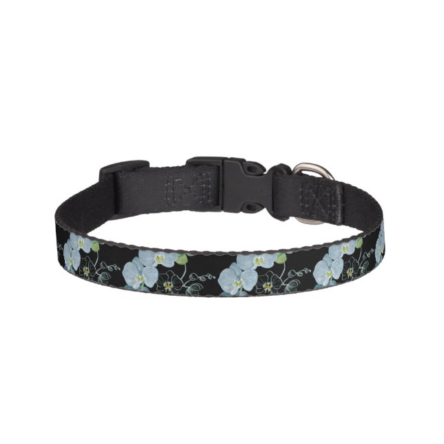 Watercolor White Orchids Pattern Pet Collar (Front)
