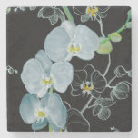 Watercolor White Orchids Pattern Stone Coaster