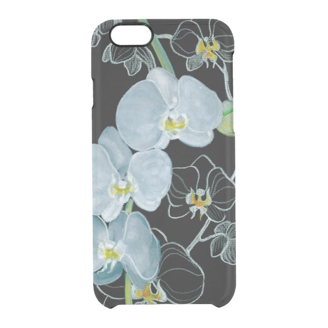 Watercolor White Orchids Pattern Uncommon iPhone Case (Back)
