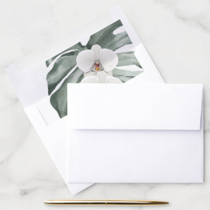 Watercolor White Orchids Tropical Floral Envelope Liner