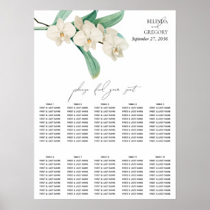 Watercolor White Orchids Wedding Seating Chart