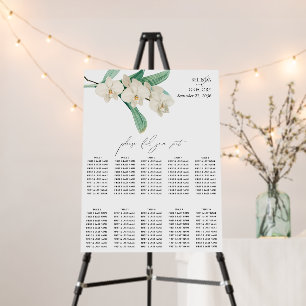 Watercolor White Orchids Wedding Seating Chart Foam Board