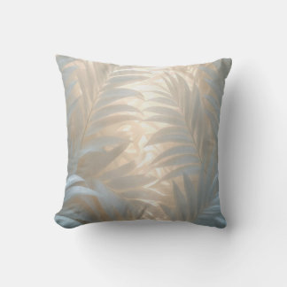 Watercolor white palms leaves basking in light throw pillow