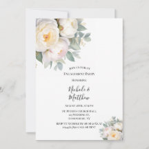 Watercolor White Peonies Engagement Party