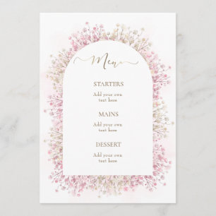 watercolor white pink flowers menu