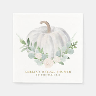 Watercolor White Pumpkin Autumn Bridal Shower Napkins