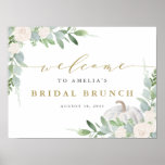 Watercolor White Pumpkin Fall Bridal Brunch Poster<br><div class="desc">Welcome guests to your event with this customizable bridal brunch welcome sign. It features watercolor white pumpkin,  eucalyptus leaves,  white flowers and other greenery accents. Personalize this greenery bridal brunch welcome sign by adding your own details. This pumpkin welcome sign is perfect for fall bridal showers.</div>