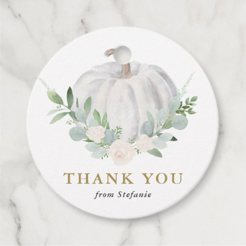 Watercolor White Pumpkin Fall Thank You Favor Tags