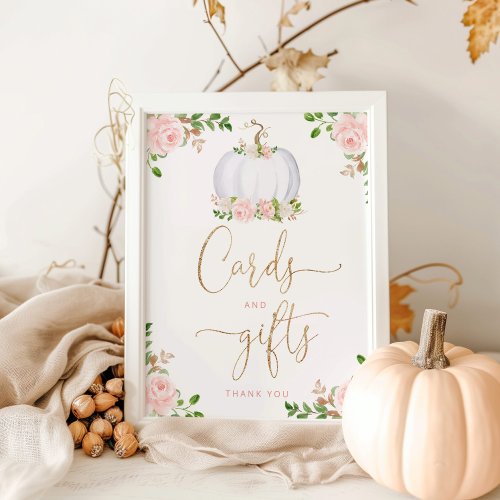 Watercolor white pumpkin floral cards and gifts poster