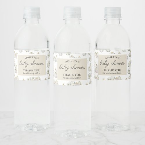 Watercolor White Pumpkins Roses Baby Shower   Water Bottle Label