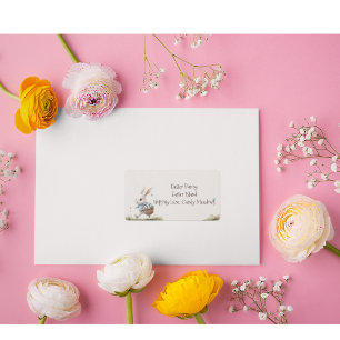 Watercolor White Rabbit Easter  Label