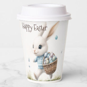 Watercolor White Rabbit Easter Party Paper Cup