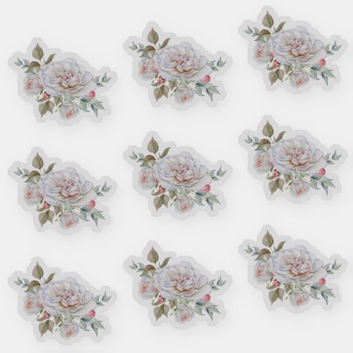 Watercolor White Rose Envelope Seal Stickers