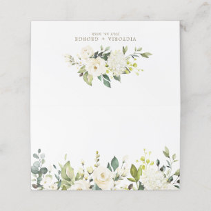 Watercolor White Roses and Hydrangeas Wedding Place Card