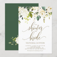 Watercolor White Roses & Hydrangeas Bridal Shower